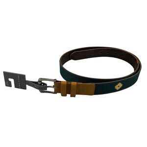 Sun + Stone Mens Faux Leather Printed Textured Belt Green L/XL 38-44